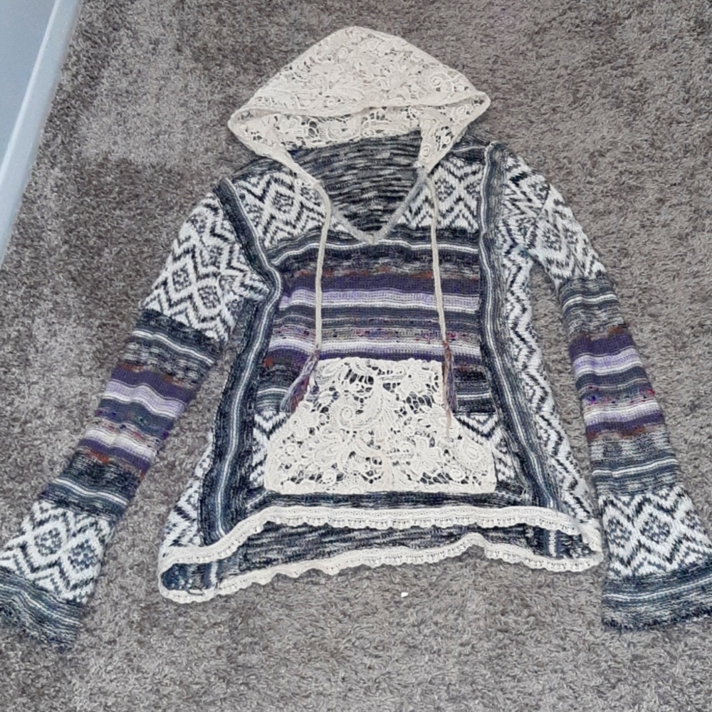 Lace knitted long shirt